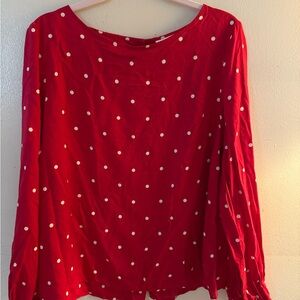 H&M Red Relaxed Blouse with White Accents